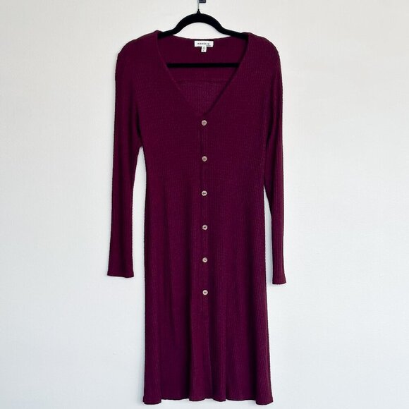 Burgundy Monteau Los Angeles Long Sleeve Dress, Size L - Picture 1 of 4